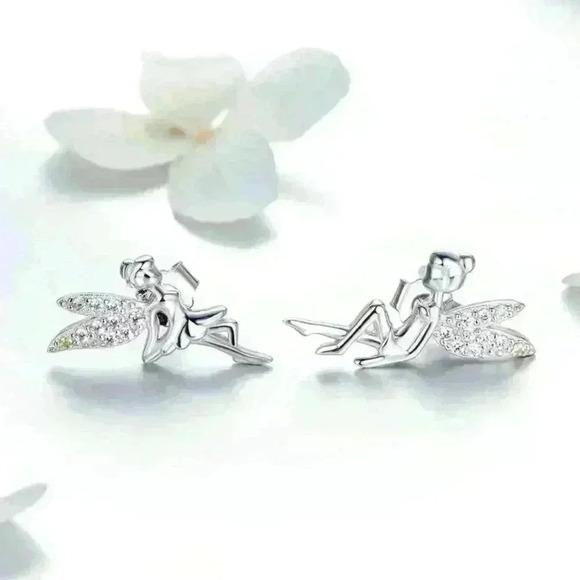 💎Dainty White CZ Sweet Wing Fairies Stud Earrings for Women, GPMB1441 - Picture 5 of 5